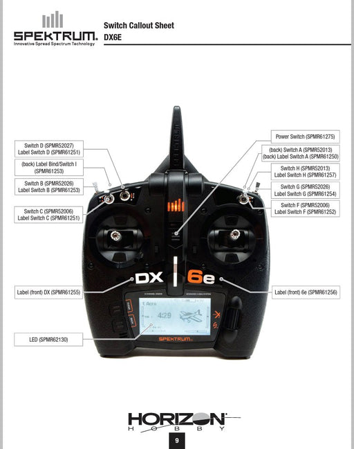 Spektrum SPMR52013 DX7S 2 Position Long Gear Mix ACRO)/Throttle Hold (HELI) (back) (SPMR52013) (8319203770605)