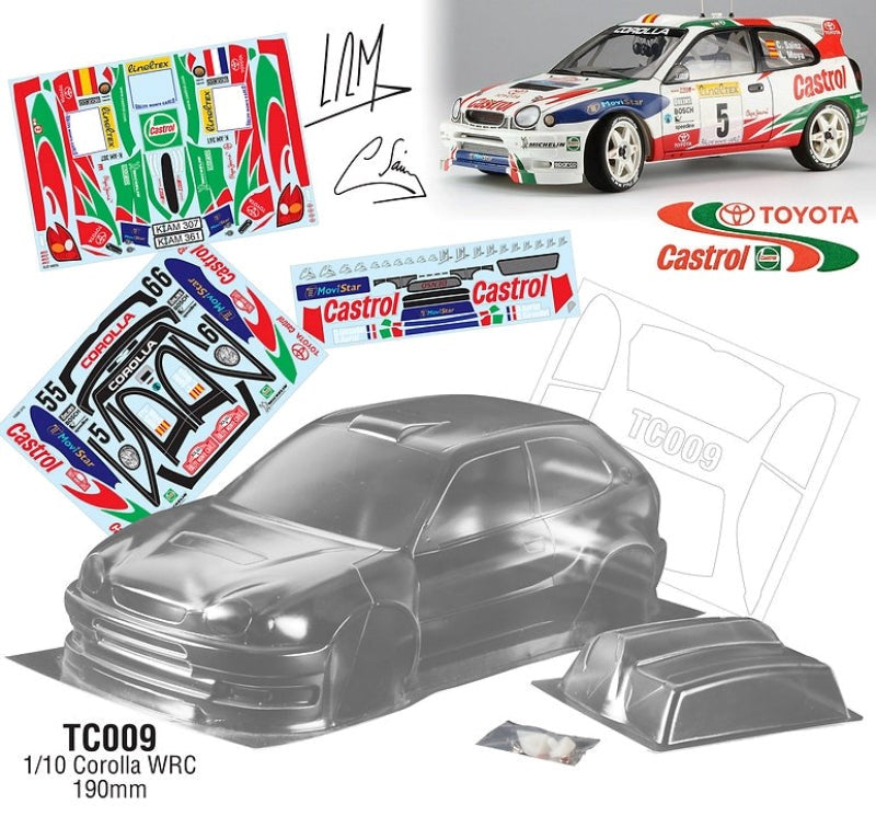 Team C TC009-C 1/10 Toyota Corolla WRC 239mm WB (190mm)  Castrol Decal Sheet - Hobby City NZ