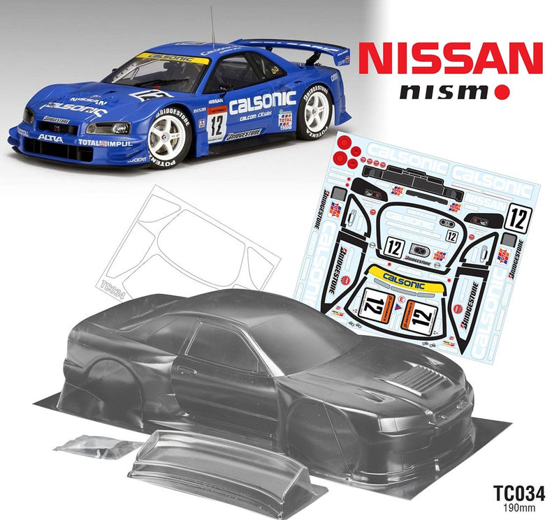 Team C TC034-C 1/10 Nissan R34 GTR 190mm Wide WB258 with Clasonics Decal Sheet - Hobby City NZ