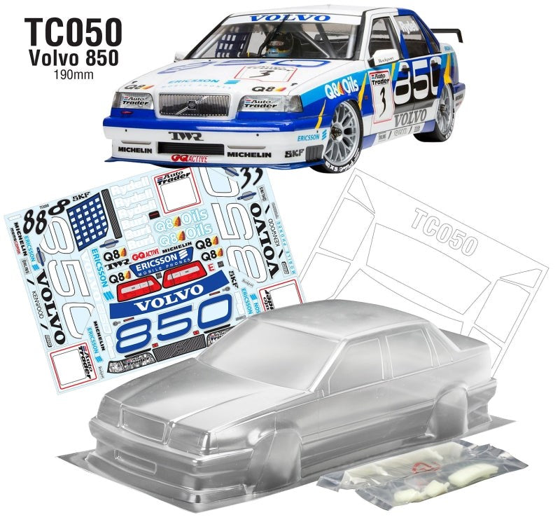 Team C TC050 1/10 Volvo 850 BTCC 190mm Wide With 3D WING/MIRRORS - Hobby City NZ