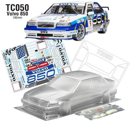 Team C TC050 1/10 Volvo 850 BTCC 190mm Wide With 3D WING/MIRRORS - Hobby City NZ