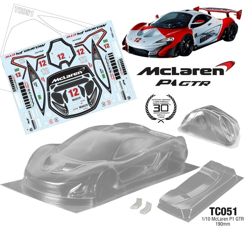 Team C TC051-S 1/10 Mclaren P1 GTR 190mm Senna Decal Sheet - Hobby City NZ