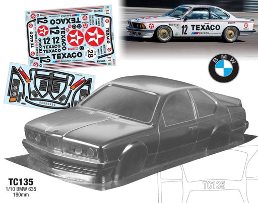 Team C TC135-T 1/10 BMW 635 190mm Clear Body with Texaco Decal Sheet (8319242698989)