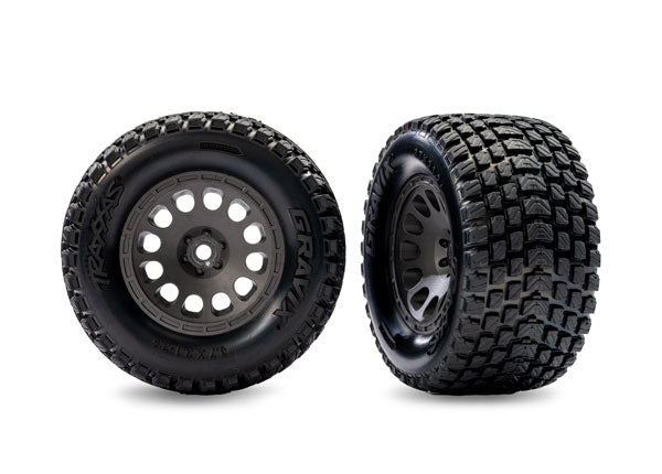 Traxxas 10772-GRAY Gray Front Mini XRT Wheels w/ Gravix Tires (2) - Hobby City NZ (9070145339629)