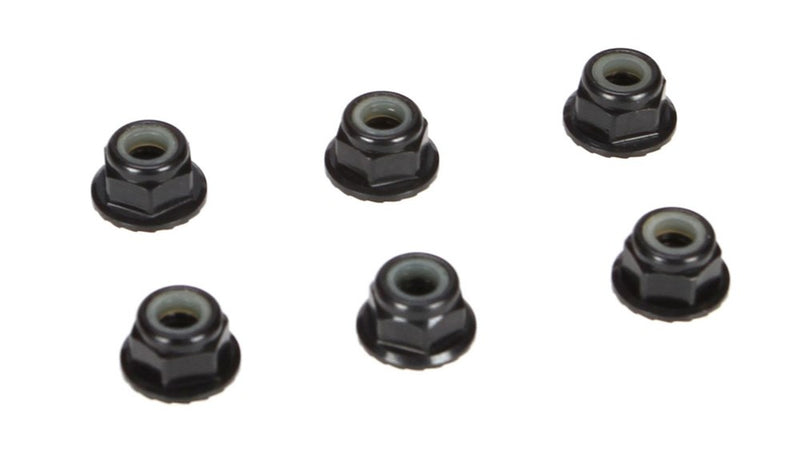 TLR LOSI TLR336000 4mm Aluminum Serrated Lock Nuts Black (6) - Hobby City NZ