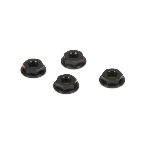 TLR LOSI TLR336003 M4 Aluminum Serrated Nuts Low Profile Black (4) (8319273926893)