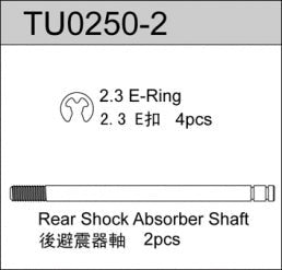Team C TU0250-2 Big Bore Shock Absorber Shaft rear (2 pcs)