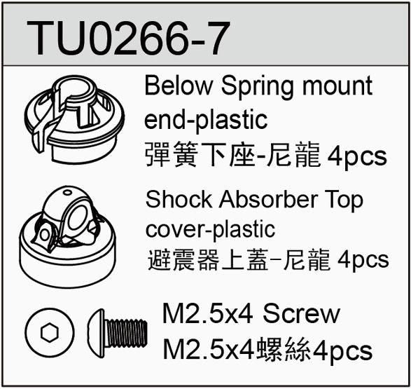Team C TU0266-7 Bleeder Shock Caps For Big Bore (4) TM2 V2 TM4 TM2SC - Hobby City NZ