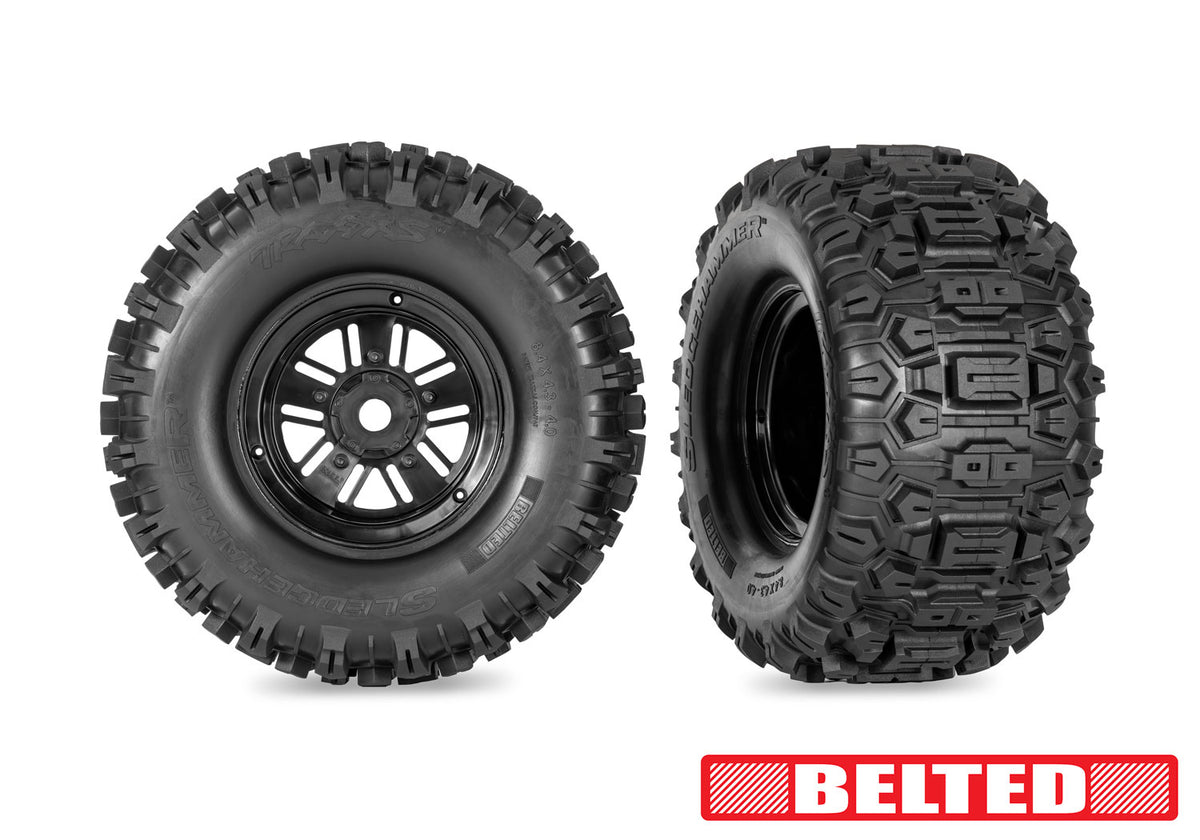 Traxxas Funco Replica Black Assembled RC Wheel & Tyre Set (2)