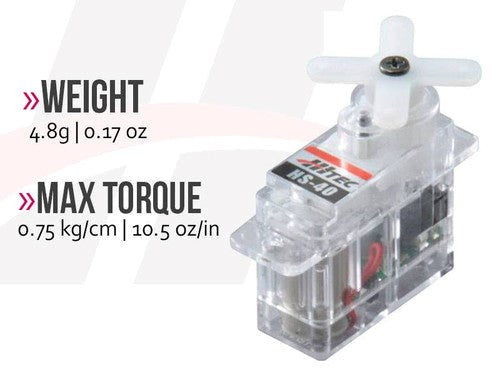 Hitec HS-40 Ecomomy Nano Servo 0.6kg/cm- 4.8V 0.09 sec 20x8.6x17mm 4.8g