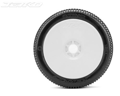 Jetko JKO1001DWUSG STING: 1/8 Buggy/Dish/White Rim/Ultra Soft/Glued Pair (8347090190573)