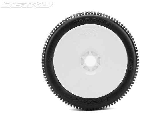 Jetko JKO1003DWSSG MARCO: 1/8 Buggy/Dish/White Rim/Super Soft/Glued Pair (8347090485485)