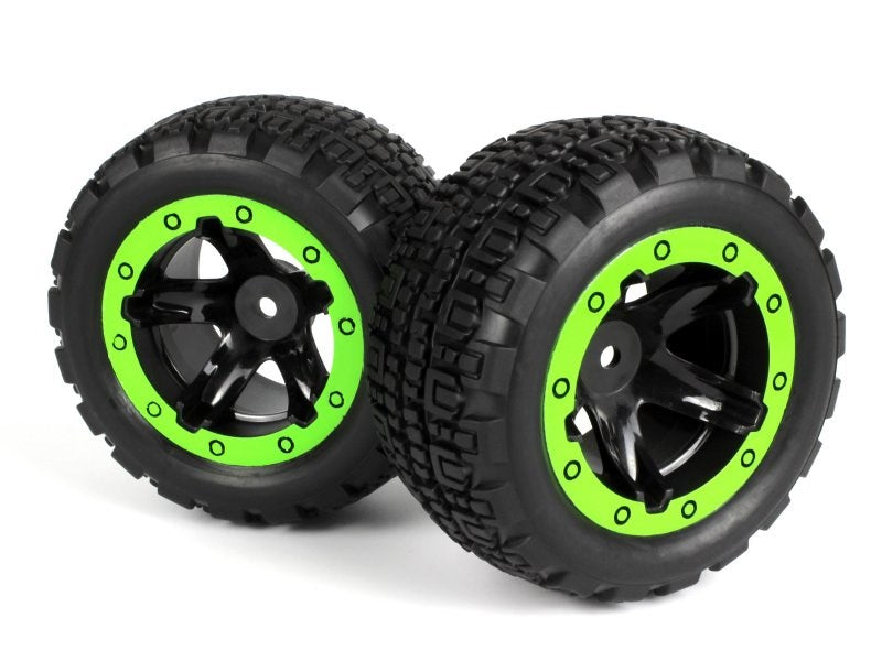 Blackzon 540094 Wheel & Tire Slyder ST Black/Green (2)