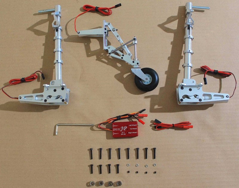 Seagull Models ER-150.306N Optional box of Main Main 85 Electric Retracts & tail Electric Retract and PU Ruber wheels for Seagull P-47 SEA306 (8806083133677)