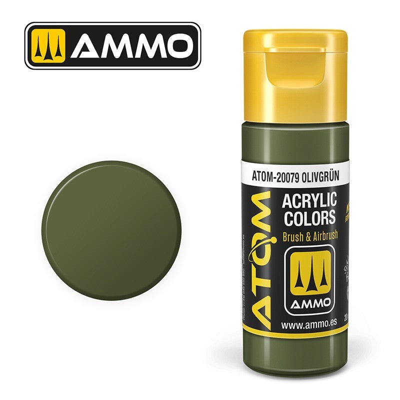 AMMO by Mig Jimenez ATOM-20079 Atom Color OlivgrÃƒÆ’Ã†â€™Ãƒâ€šÃ‚Â¼n 20ml