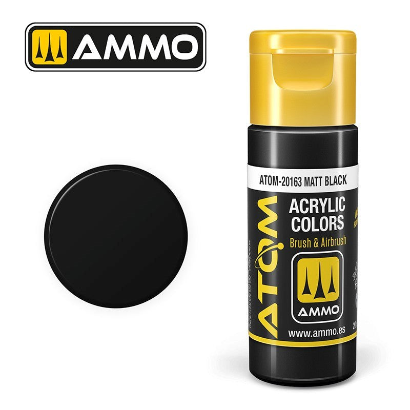 AMMO by Mig Jimenez ATOM-20163 Atom Color Matt Black 20ml