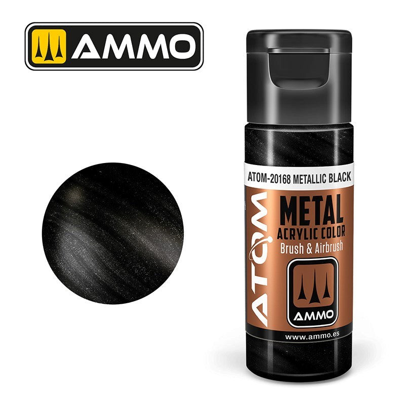 AMMO by Mig Jimenez ATOM-20168 Atom Color Metallic Black 20ml