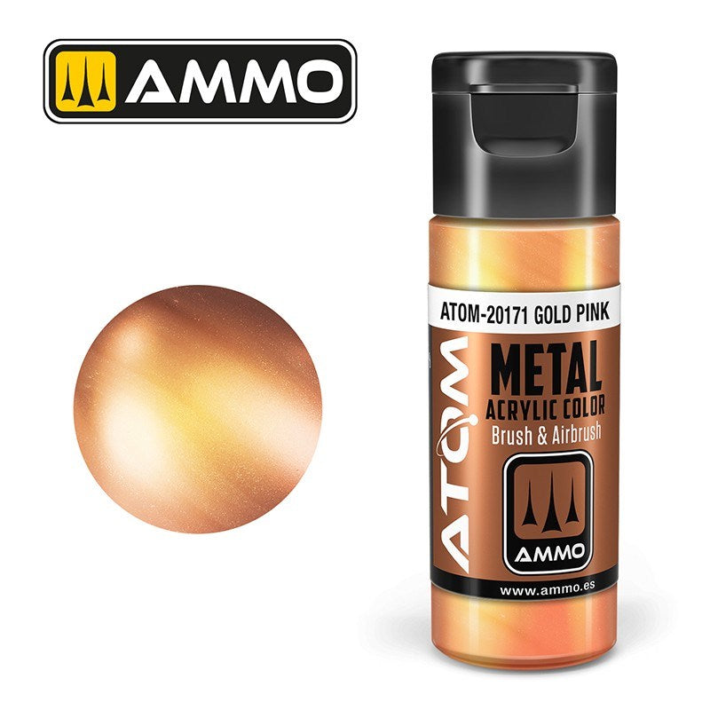 AMMO by Mig Jimenez ATOM-20171 Atom Color Metallic Gold Pink 20ml