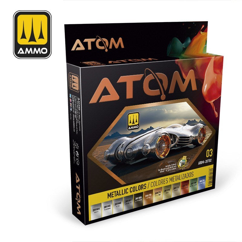 AMMO by Mig Jimenez ATOM-20702 Atom Color Metallic Colors Set