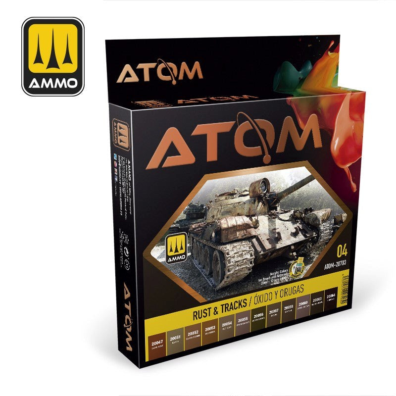AMMO by Mig Jimenez ATOM-20721 Atom Color  Tyres And Rubber Rusty Tracks Set