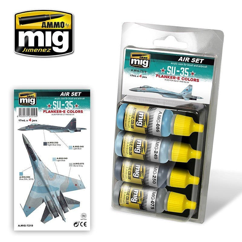 AMMO by Mig Jimenez ATOM-20902 Atom Color  Su-35 Flanker-E Colors Set (Also For Su-27 And Su-34)