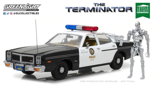 GreenLight GL-19042 1/18 1977 Dodge Monaco Metropolitan Police with Endoskeleton Figure (8867955441901)