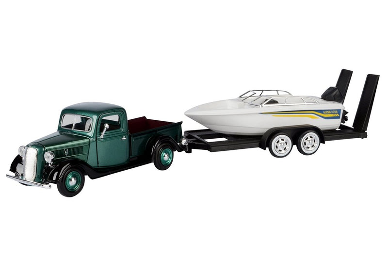 Motormax MX-73233/76012 1/24 1937 Ford Pickup with Speed Boat Trailer