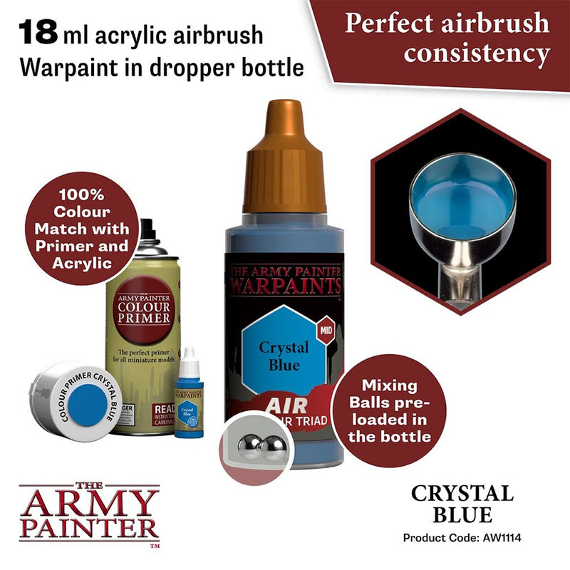 Army Painter AW1114 Warpaints Air Crystal Blue Acrylic Paint 18ml