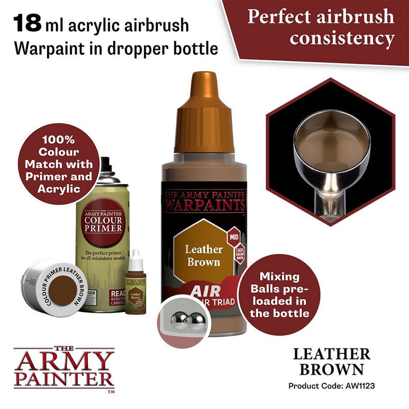 Army Painter AW1123 Warpaints Air Leather Brown Acrylic Paint 18ml