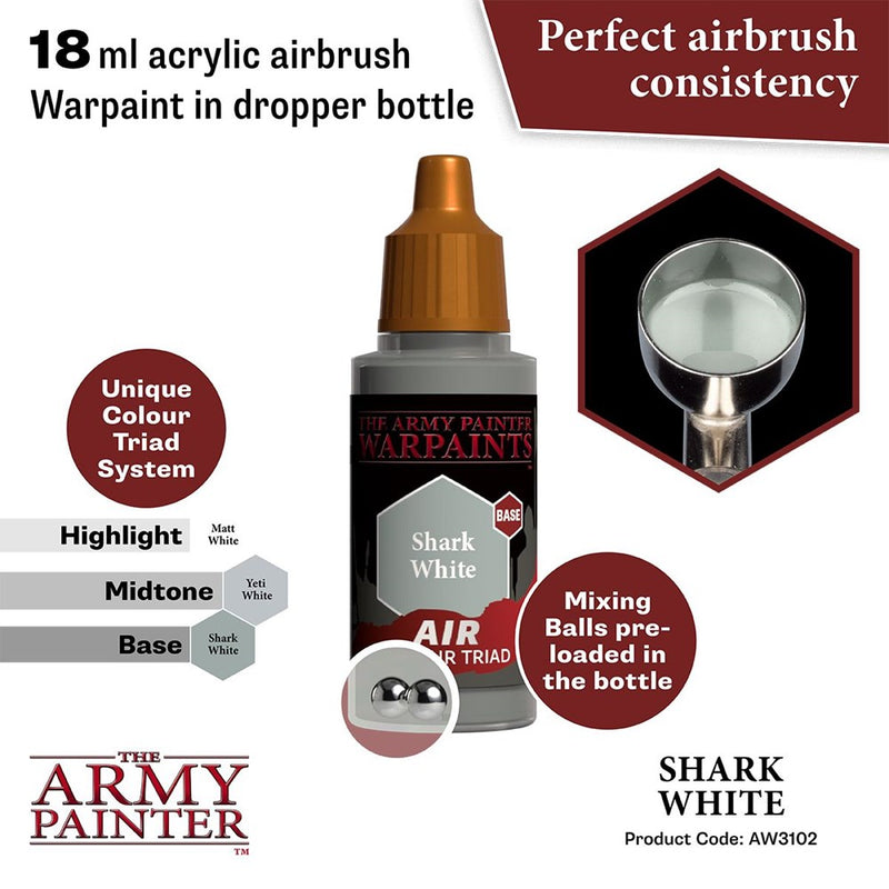 Army Painter AW3102 Warpaints Air Shark White Acrylic Paint 18ml