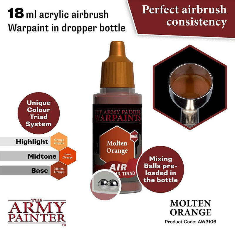 Army Painter AW3106 Warpaints Air Molten Orange Acrylic Paint 18ml