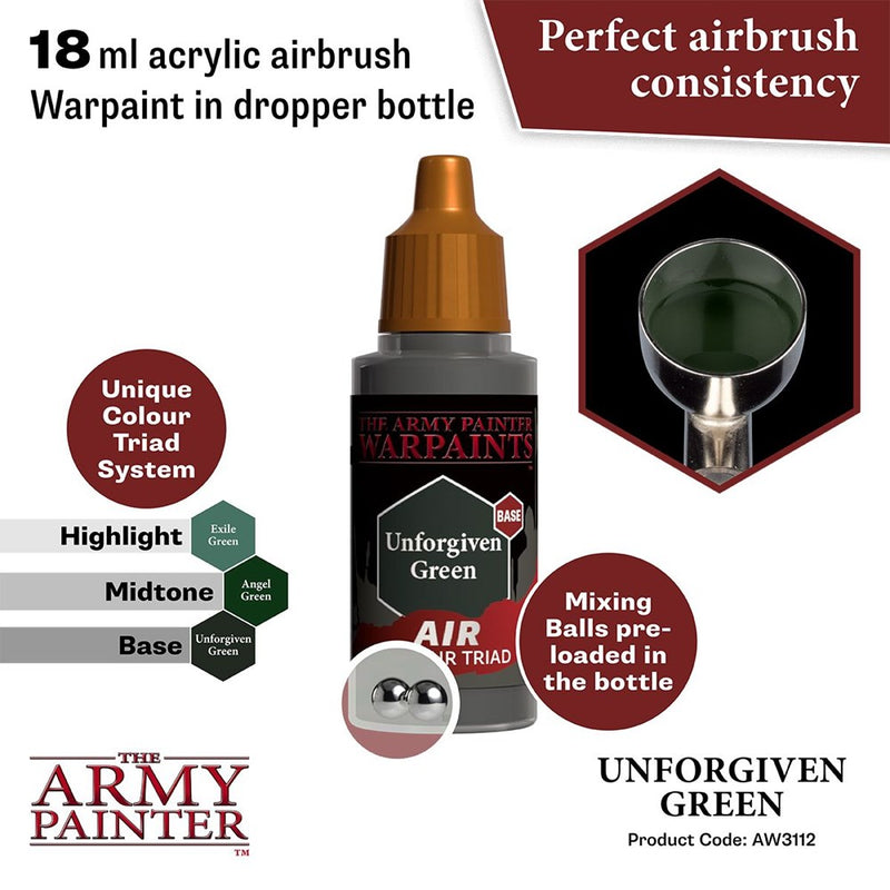 Army Painter AW3112 Warpaints Air Unforgiven Green Acrylic Paint 18ml