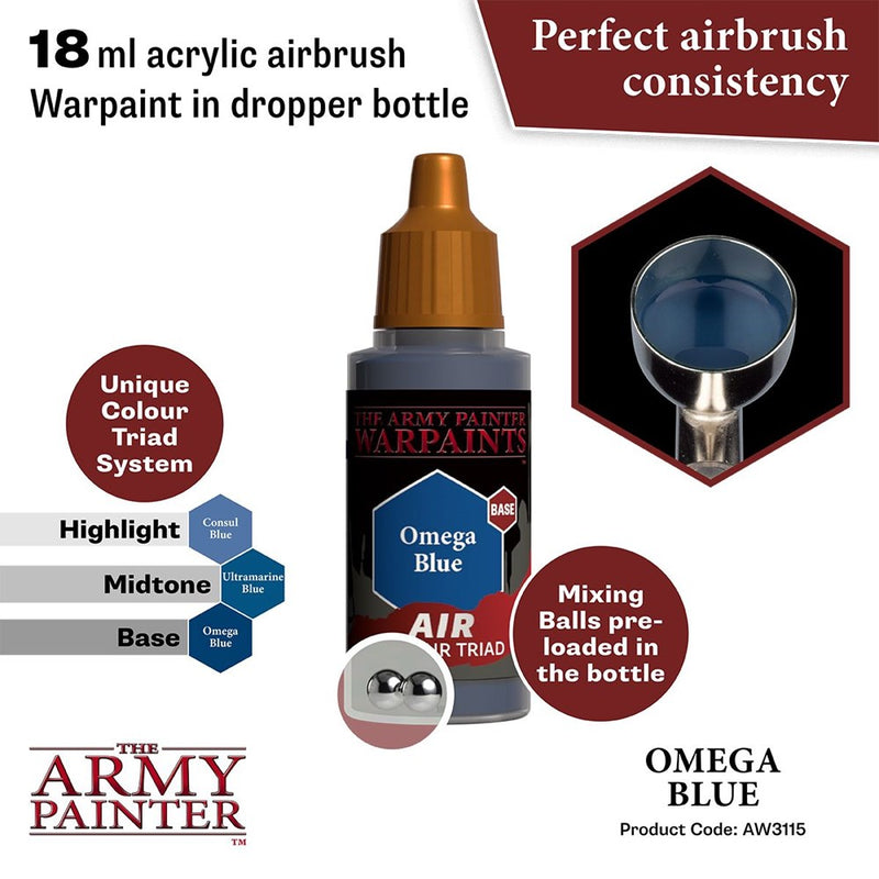 Army Painter AW3115 Warpaints Air Omega Blue Acrylic Paint 18ml