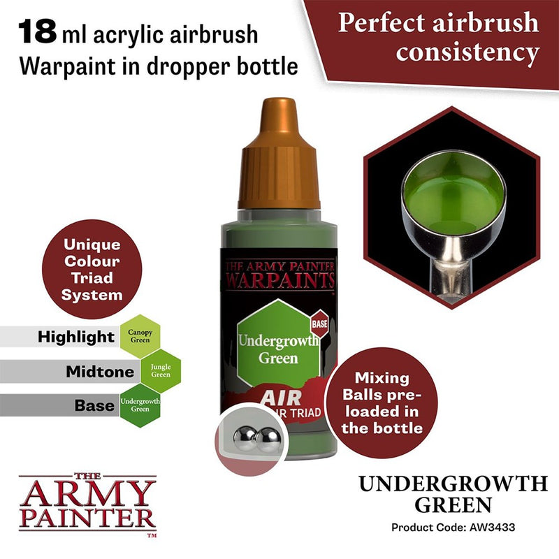 Army Painter AW3433 Warpaints Air Undergrowth Green Acrylic Paint 18ml