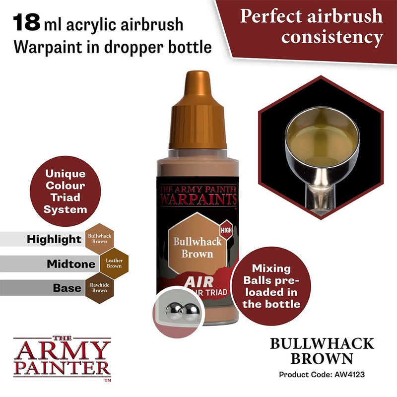 Army Painter AW4123 Warpaints Air Bullwhack Brown Acrylic Paint 18ml