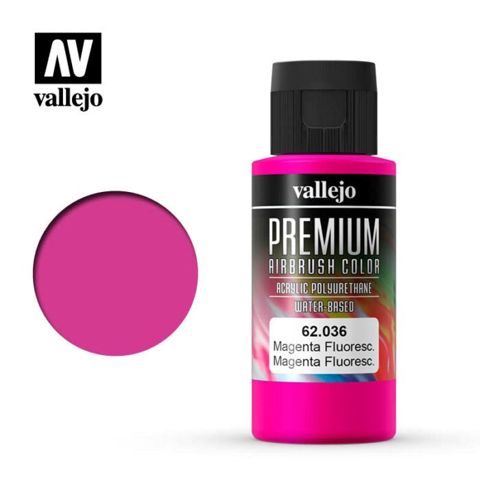 Vallejo AV62036 Premium Colour Fluorescent Magenta 60 ml