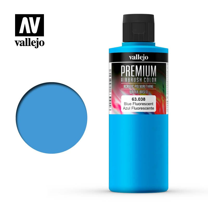 Vallejo AV63038 Premium Colour Fluorescent Blue 200ml