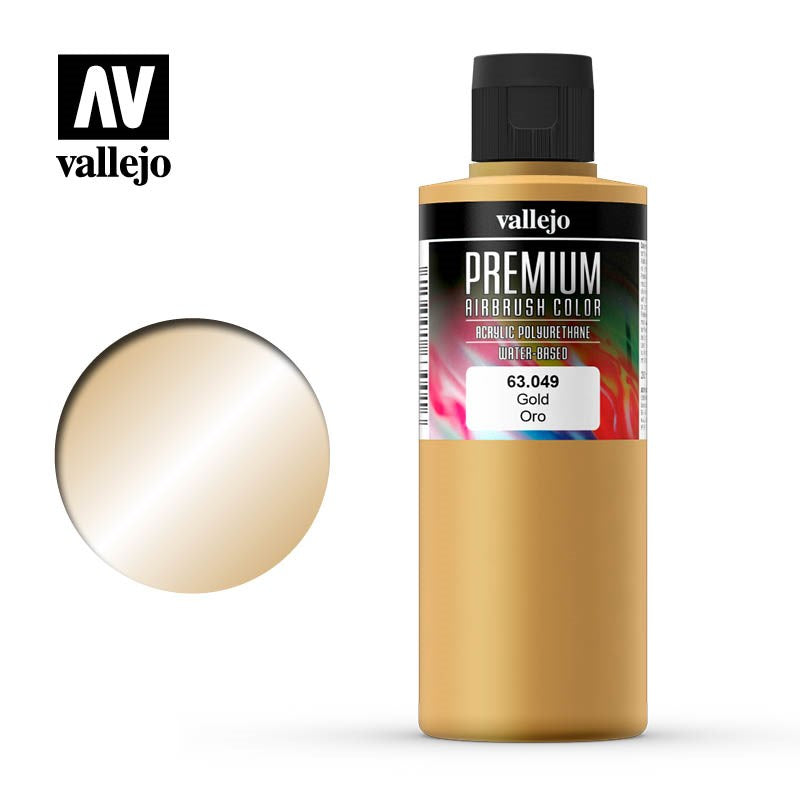 Vallejo AV63049 Premium Colour Pearl & Metallics Gold 200ml
