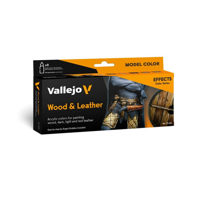 Vallejo AV70182 Model Colour Wood & Leather By Angel Giraldez Effects 8 Colour Set