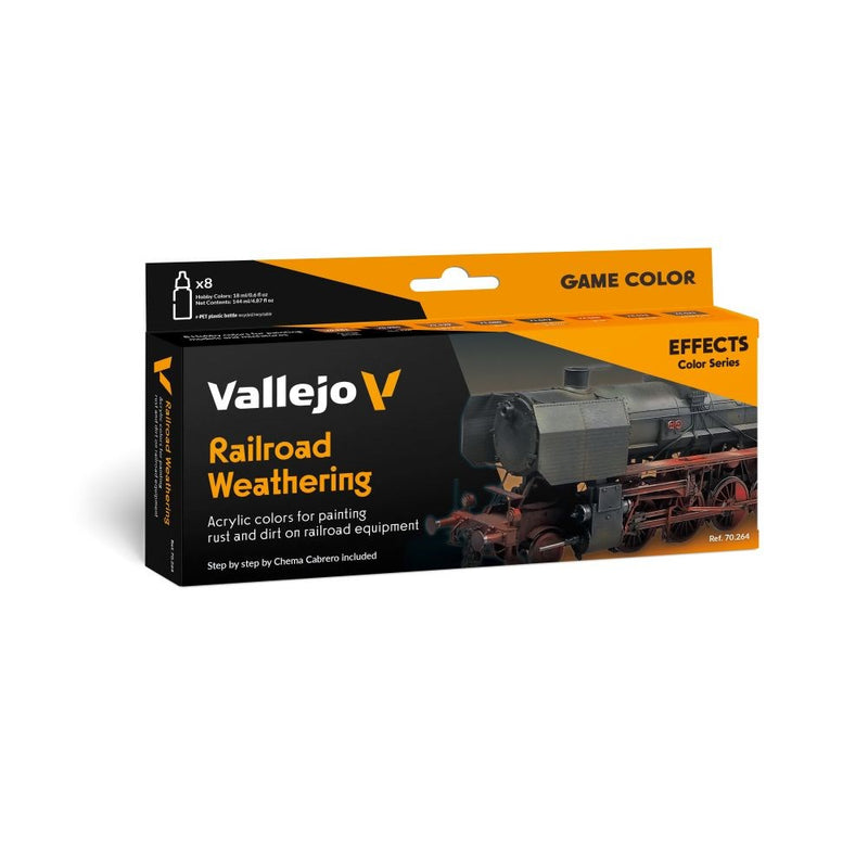 Vallejo AV70264 Model Colour Railroad Weathering By Chema Cabrero Effects 8 Colour Set