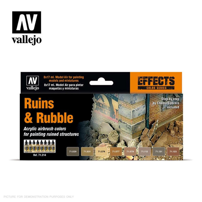 Vallejo AV71214 Model Air Ruins & Rubble 8 Colour Acrylic Paint Set
