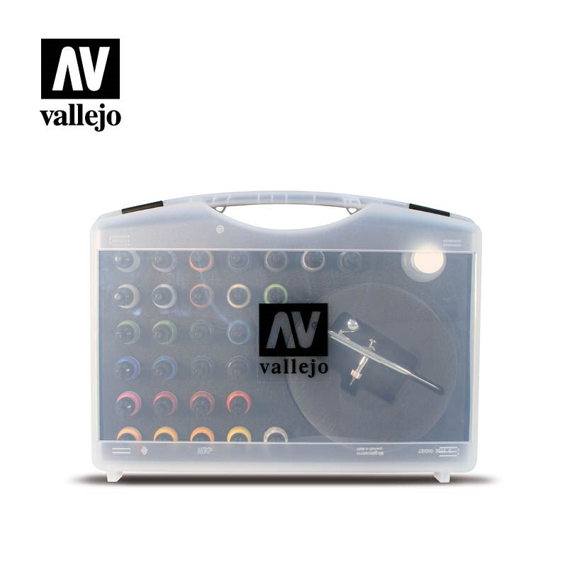 Vallejo AV72871 Basic Game Air Colours set & Airbrush (28 Colour Plastic Case)