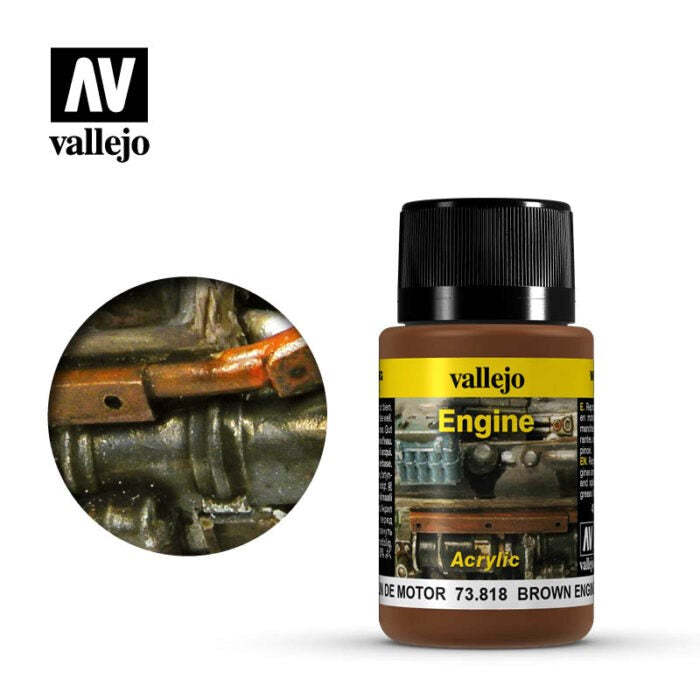 Vallejo AV73818 Weathering Effects Brown Engine Soot 40 ml