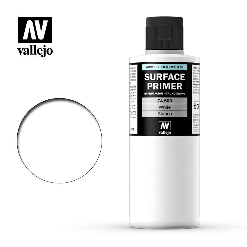 Vallejo AV74600 Surface Primer Colour White 200ml