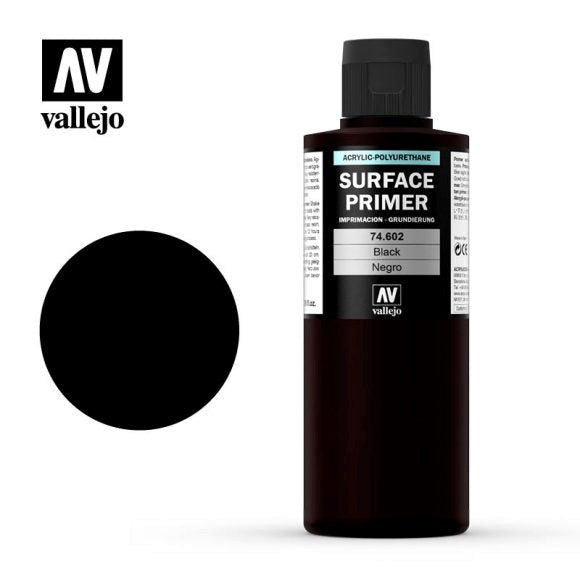 Vallejo AV74602 Surface Primer Colour Black 200ml