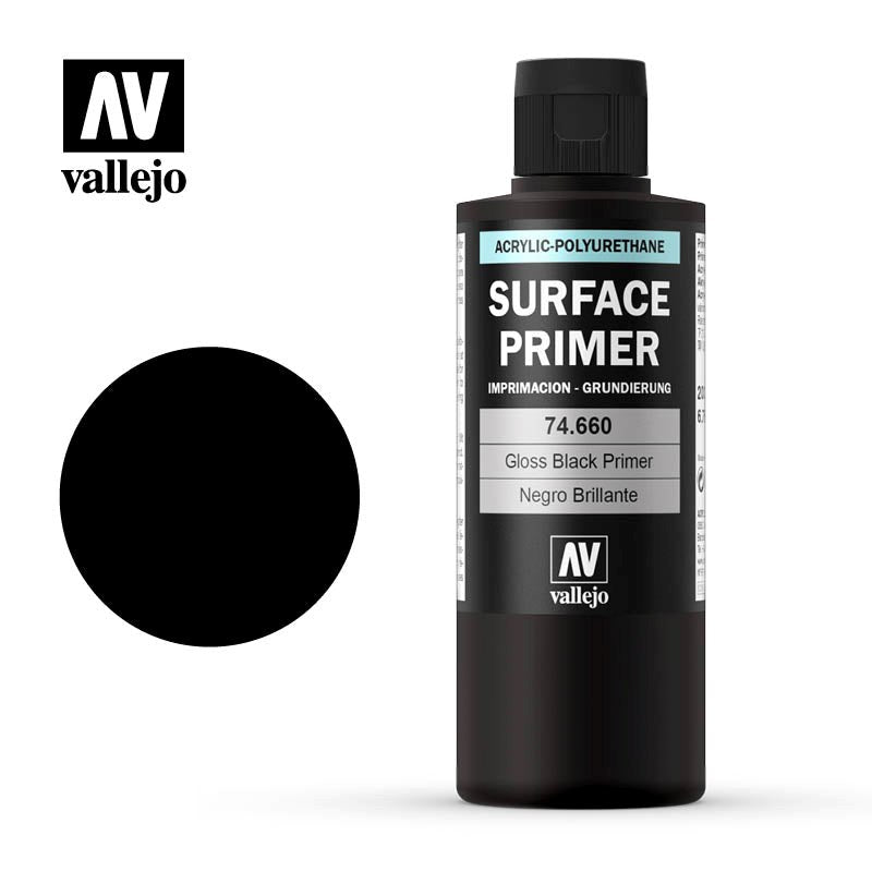 Vallejo AV74660 Surface Primer Gloss Black Primer 200ml