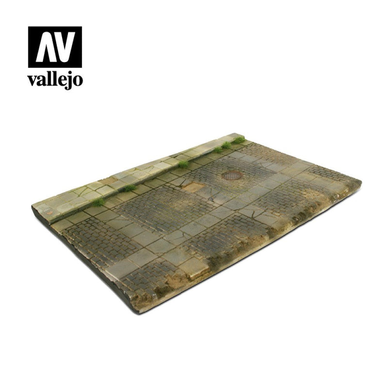 Vallejo AVSC103 Scenics Bases 1/35 31x21 Cobblestone street with a drain Diorama Base