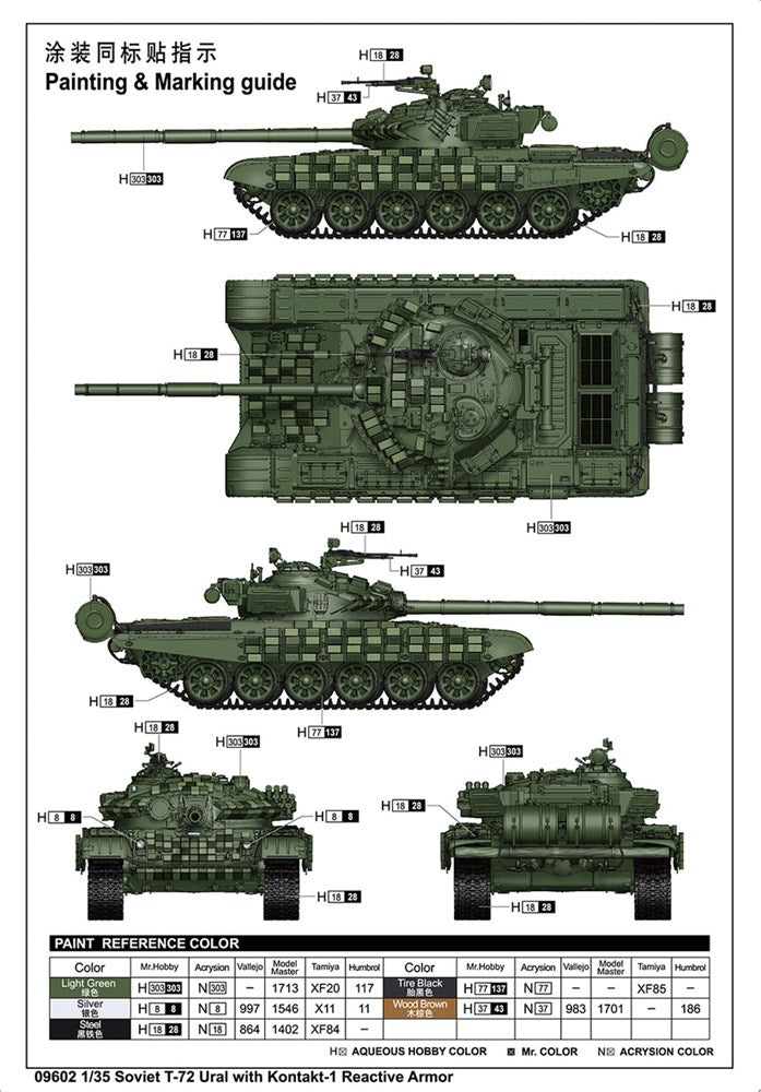 Trumpeter 09602 1/35 Soviet T-72 Ural with Kontakt-1 Reactive Armor