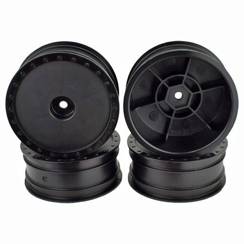 DE Racing DER-BB4-KFB Borrego Wheels for Associated B6 / Kyosho RB6 / Front / BLACK / 4Pcs 2.2in