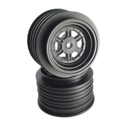 DE Racing DER-GLR-AB Gambler Rear Wheels for Late Model / MWM / Street Stock / 12mm Hex / AE -TLR / BLACK (4 PC) 1.7/2.2in